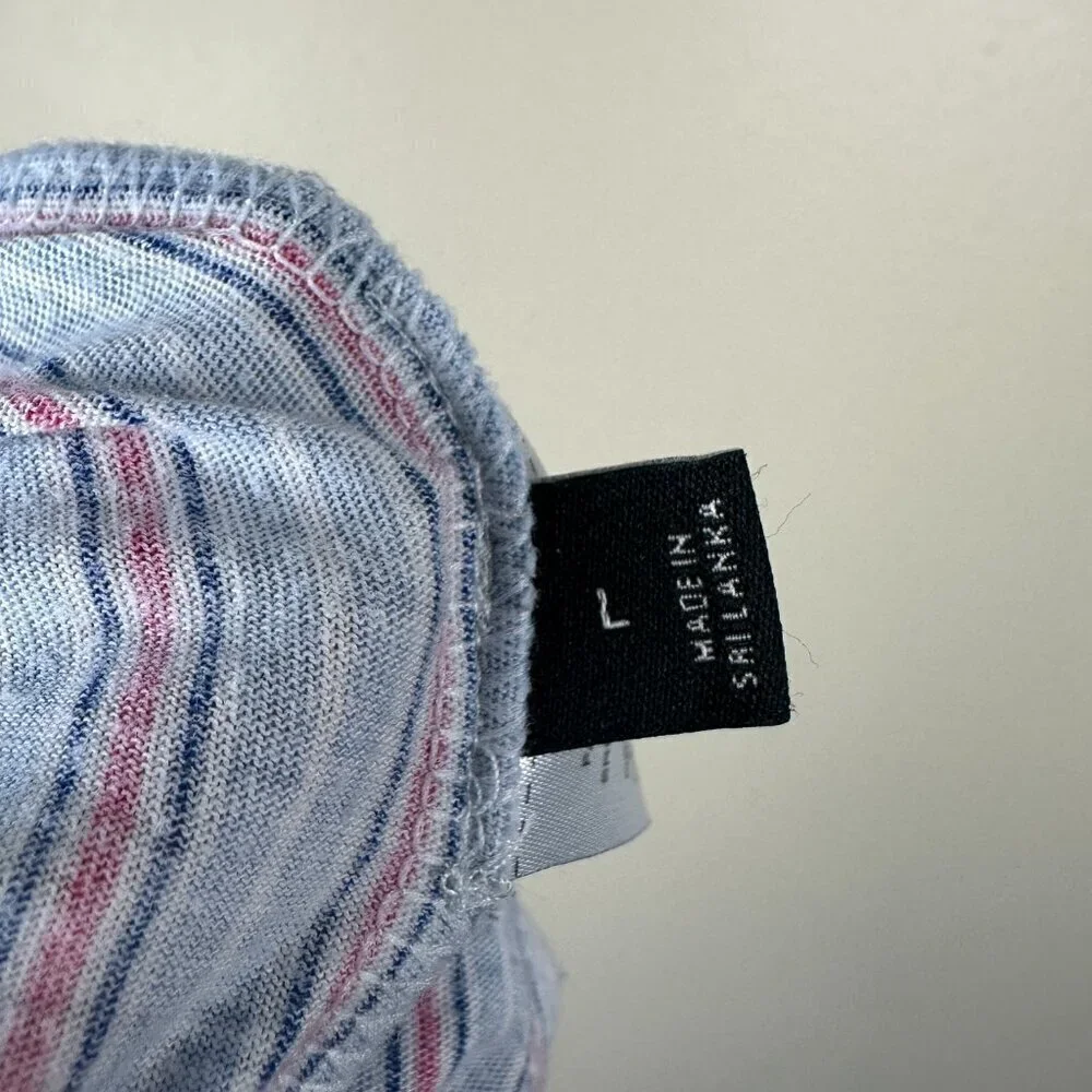 Ralph Lauren Women's Pajama Set Stripes Cotton Black Label Blue Red Large